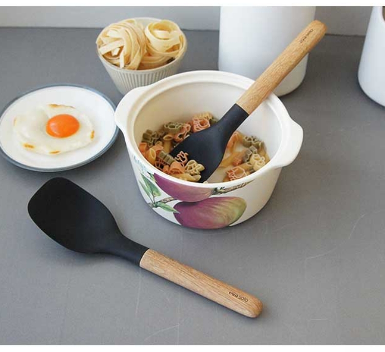 에바솔로 조리도구 실리콘 키친툴 요리스푼 우드손잡이 주방도구 스몰