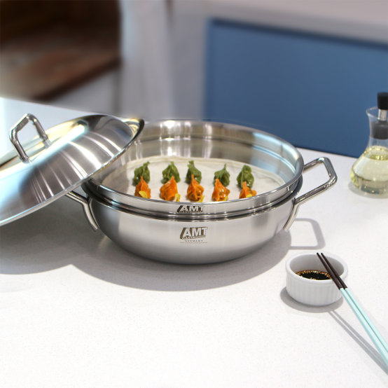 AMT 샤프 28cm 파티웍 316Ti 스텐냄비 통5중 인덕션용 냄비