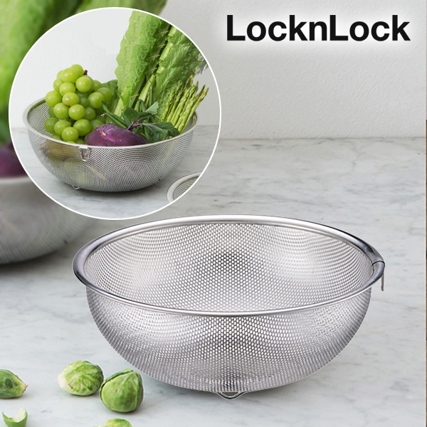 락앤락 스텐 타공채반 소쿠리 채망 콜랜더 야채 과일 세척바구니 25cm