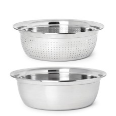 대형 스텐 다라이 2종세트 김장 양푼 믹싱볼 타공 대야 A세트