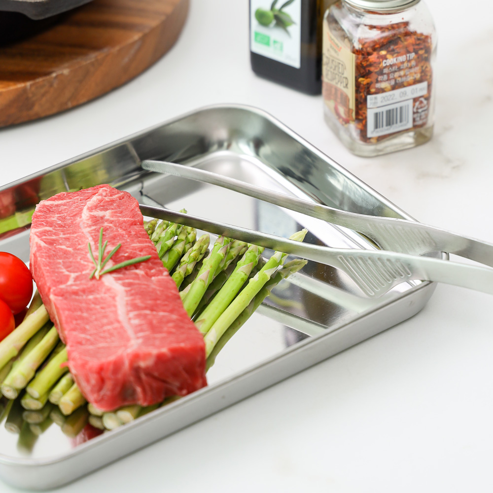 1+1 스텐 고기집게 요리핀셋 세트 슬림+라운드