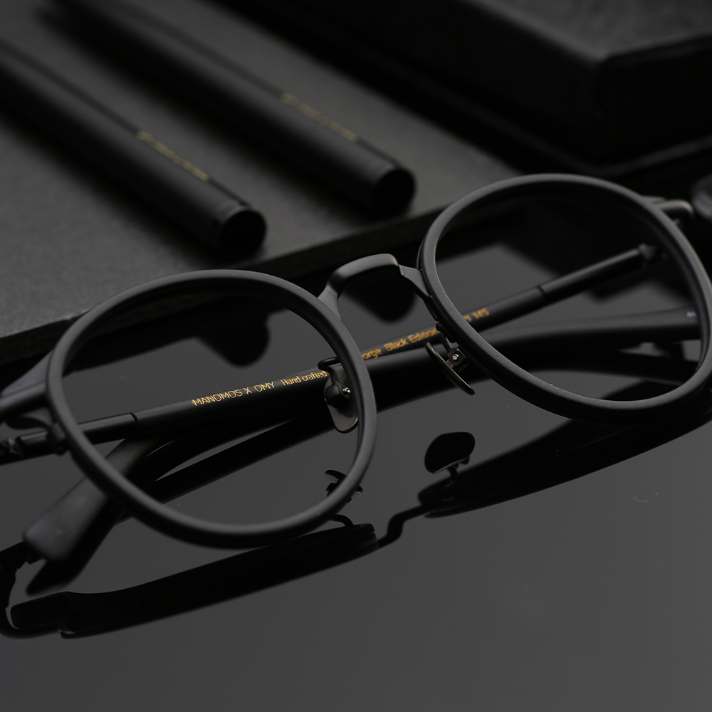 마노모스 안경 조지 블랙에디션 매트블랙 무광 동글이 검정 뿔테안경 여자 남자 블루라이트차단