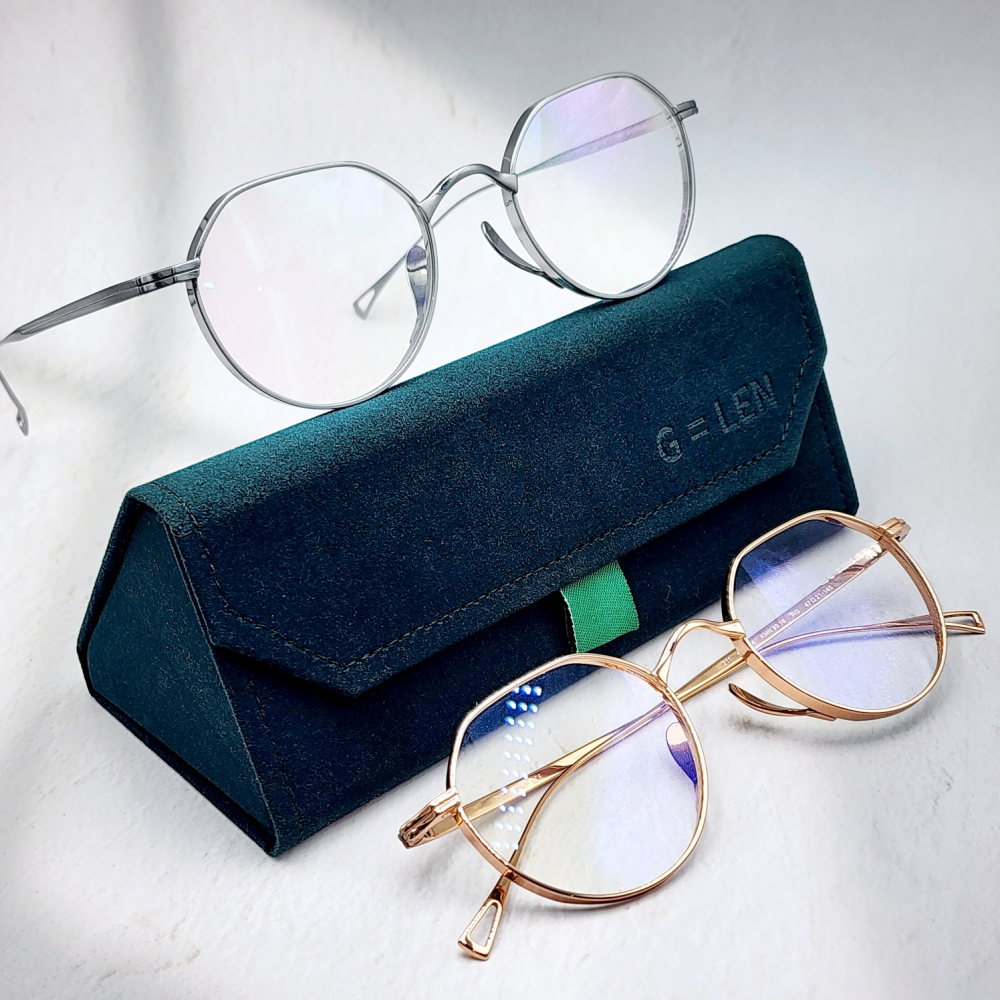 티타늄 안경테 남자 여자 금테 은테 코받침없는 고도근시 일본 크라운판토 동그란 안경