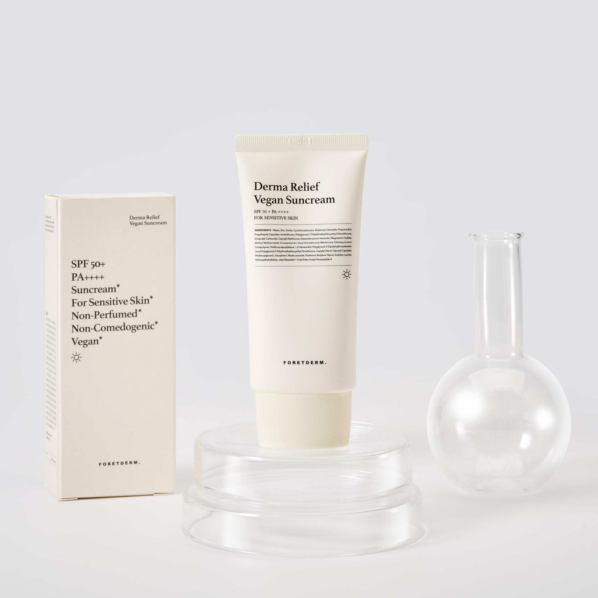 피부과 여드름 선크림 더마 릴리프 무향료 비건 선크림 /  백탁없는 촉촉하고 산뜻한 논코메도제닉 무기자차 선크림 SPF50+ PA++++ 50ml / 무색소