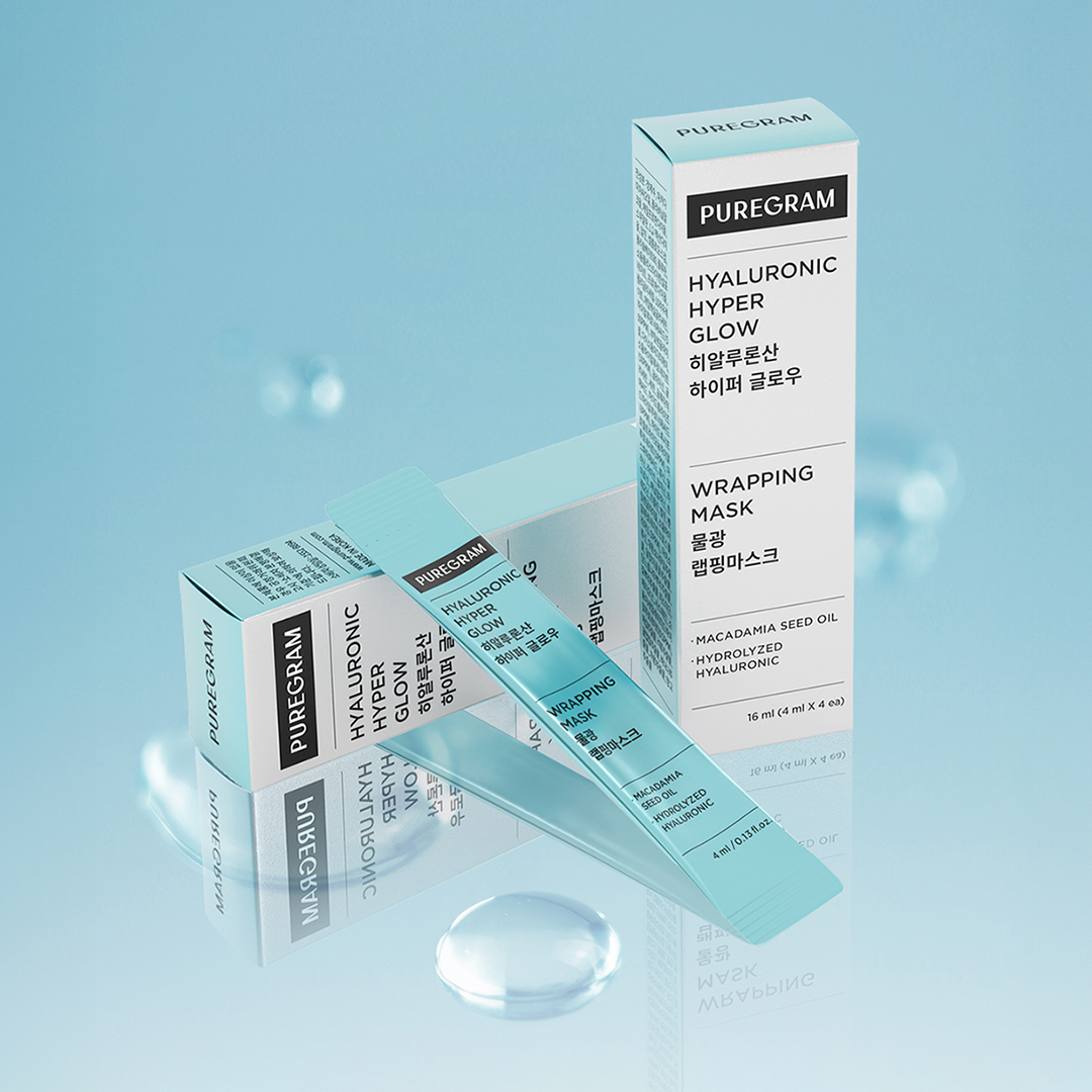 (1 + 1) 퓨어그램 쫀쫀물광팩 히알루론산 랩핑마스크 (3세트 구매시 랩핑 2개 더)