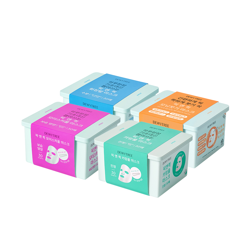 [듀이트리] 픽앤퀵 화장발 뽑아쓰는 마스크 30매 1일1팩 피부진정 탄력 수분 보습 대용량 마스크팩