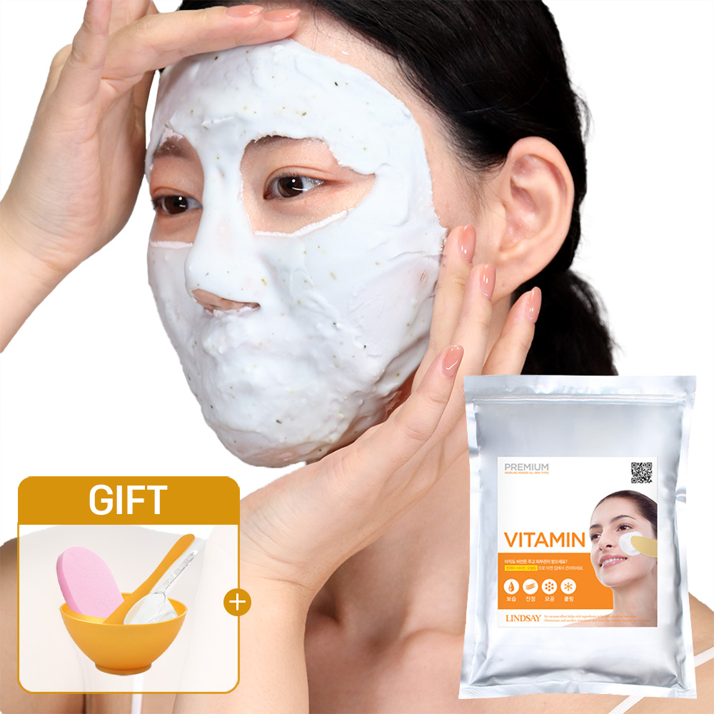 린제이 모델링팩 쿨티트리 1kg 고무팩 도구세트+핑크해면 홈에스테틱 5종세트