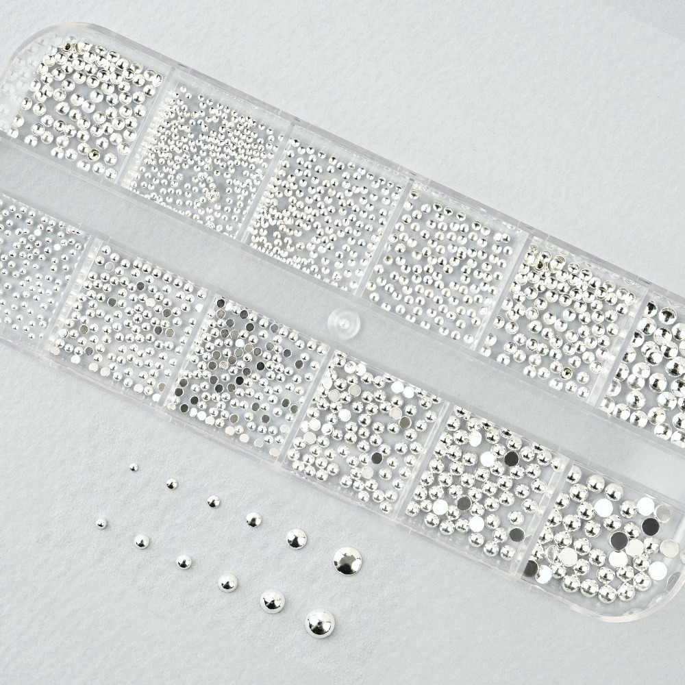 메탈 반참 반볼 12세트-2 실버참 네일파츠