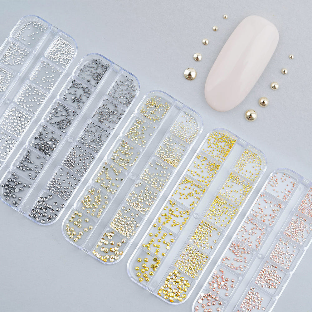 메탈 반참 반볼 12세트-2 실버참 네일파츠