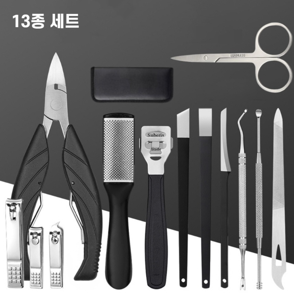 두꺼운 손톱깎이세트 네일니퍼 큐티클제거 내성발톱관리 무좀발톱자르기 고급 정리도구 11종
