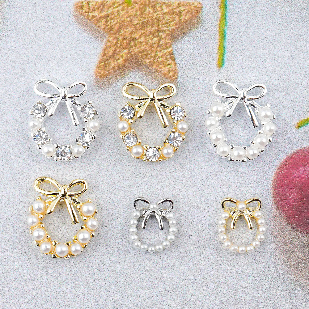 리본 네일파츠 크리스마스 겨울 리스 10개입