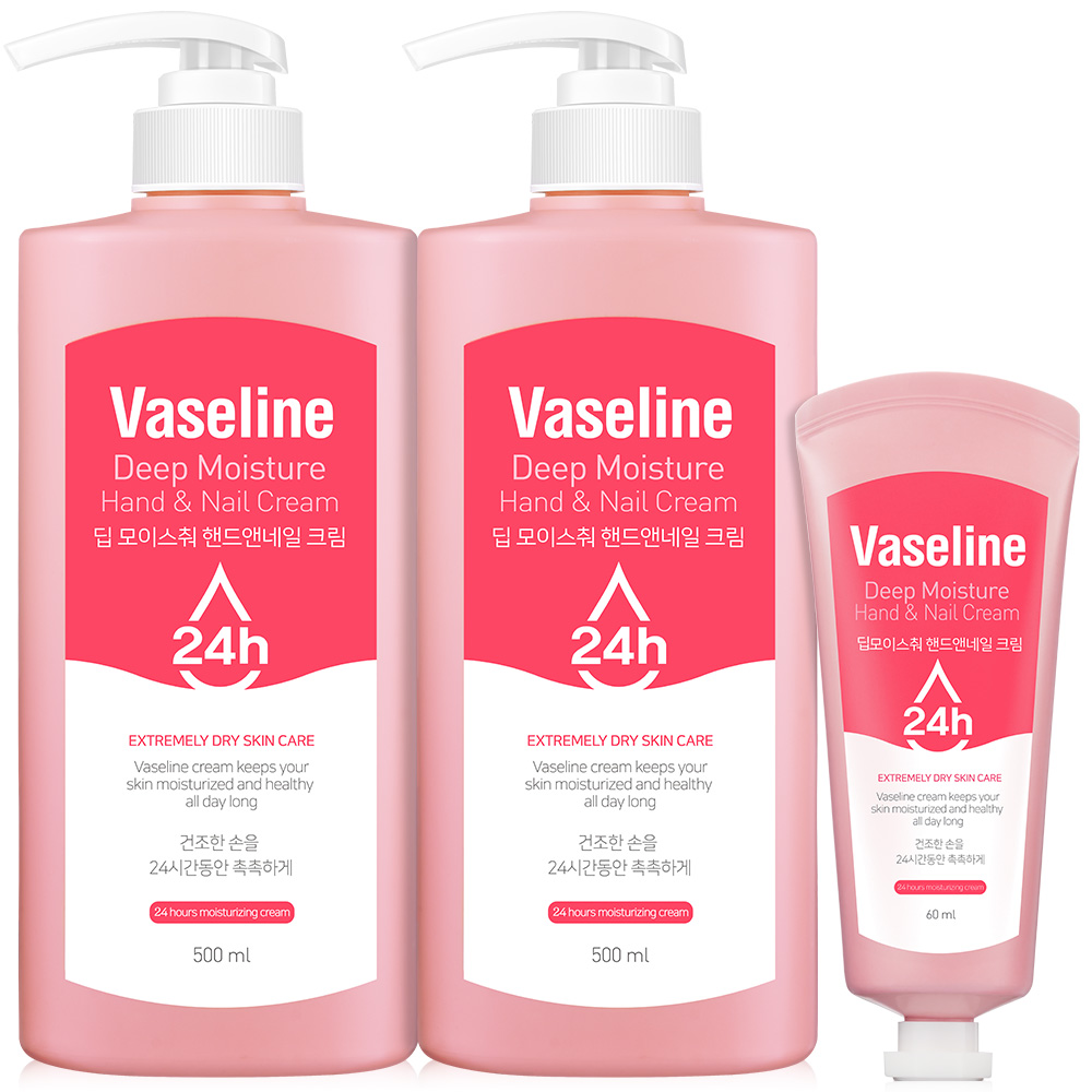 바세린 핸드크림 500ml 2개+60ml 1개 대용량 고보습 향좋은 퍼퓸 핸드로션 선물세트