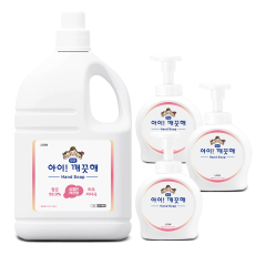 아이깨끗해 리필 대용량 핸드워시 4L+펌프용기490ml3개 거품비누 버블 핸드솝 손세정제