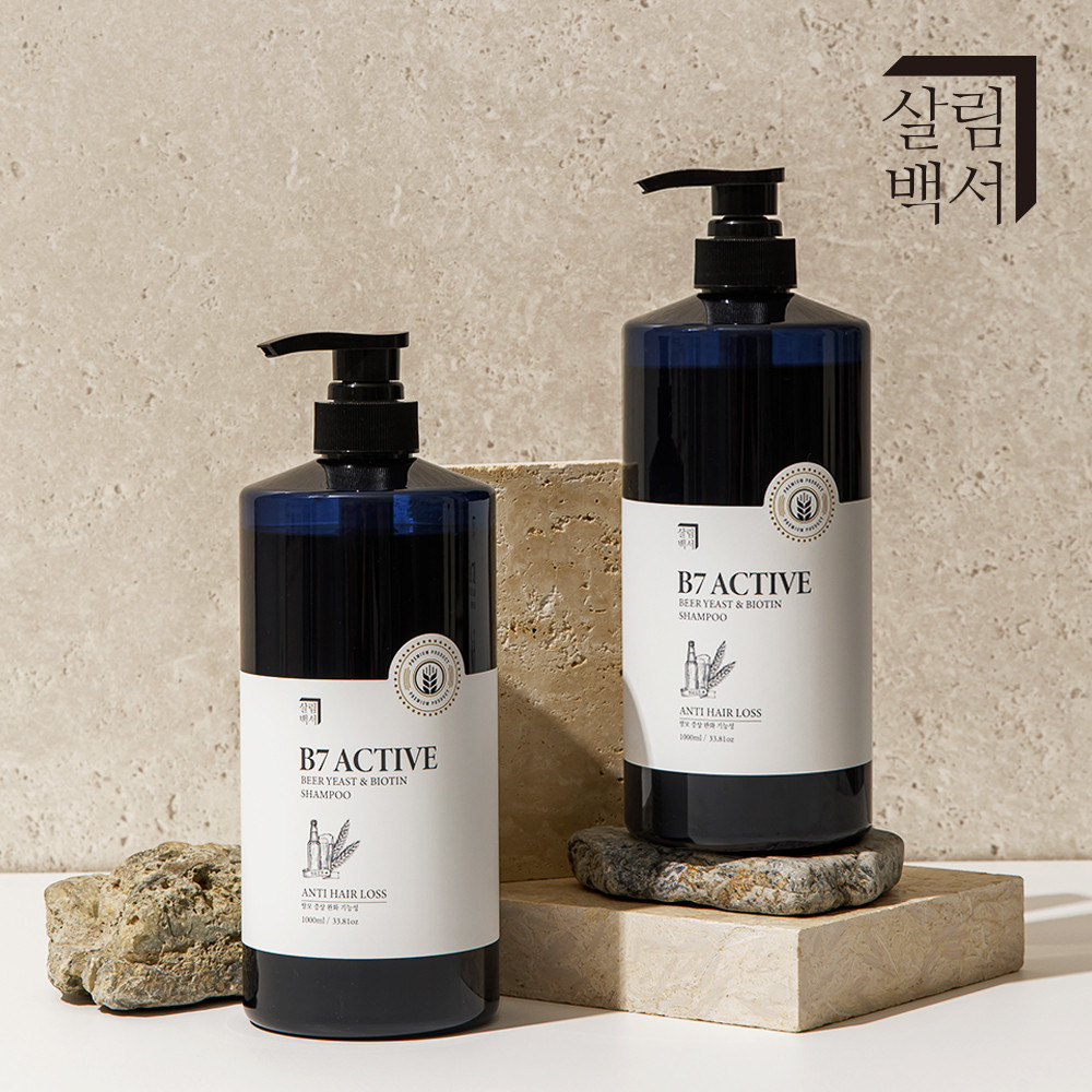 1+1 살림백서 탈모 샴푸 엑티브B7 맥주효모 앤 비오틴 1000ml 남자 여자 바이오틴