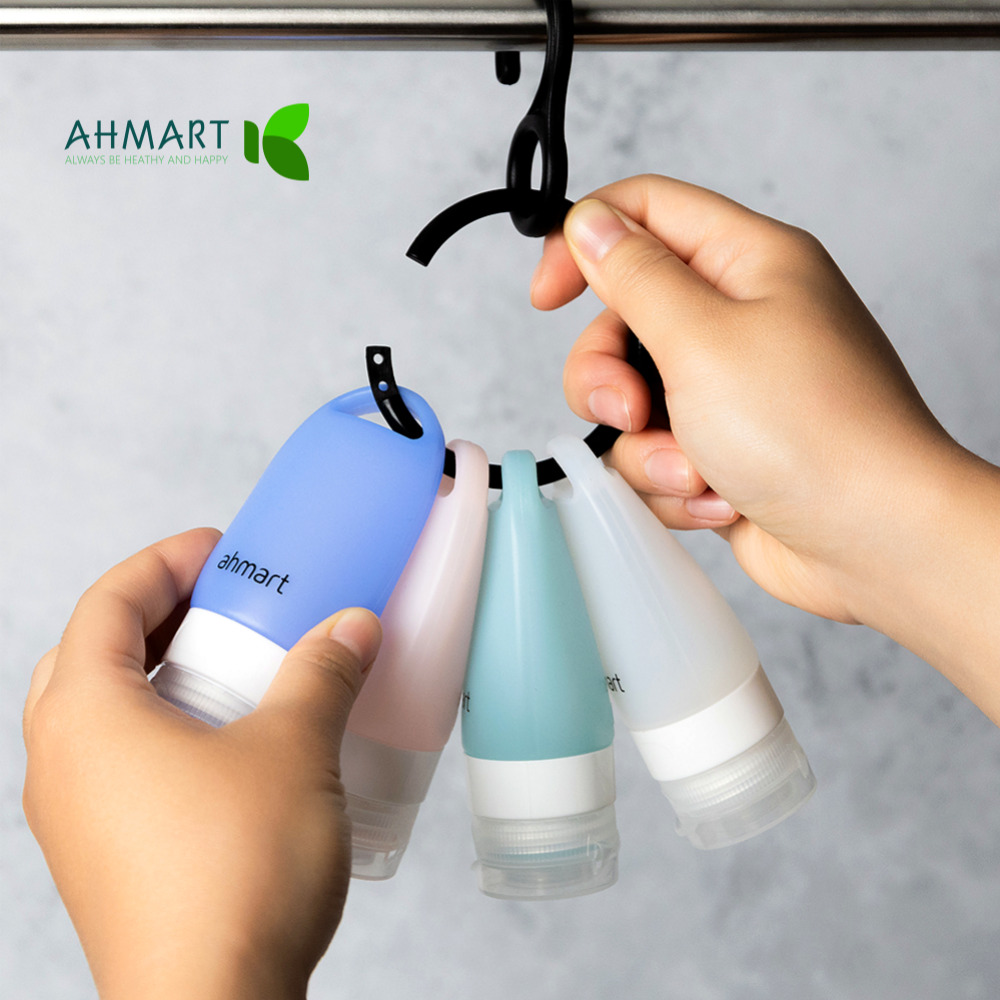 휴대용샴푸통 실리콘공병 여행용소분용기 화장품 수영 튜브 고리 리필 40ml 4개세트