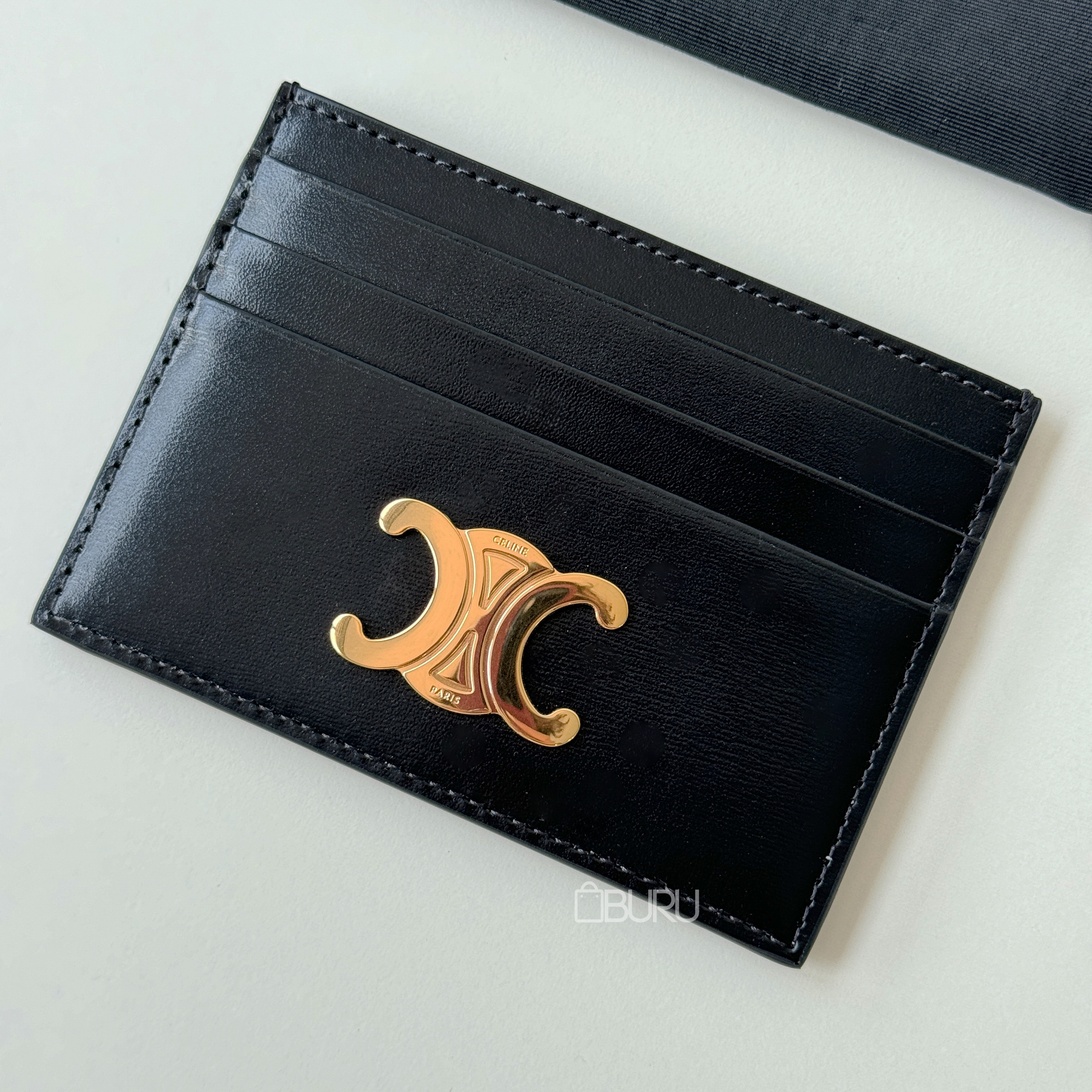 셀린느 카드지갑 트리오페 캔버스 탠 가죽 블랙 여성 카드홀더 모음