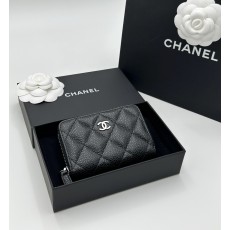 샤넬 클래식 지퍼돌이 카드지갑 캐비어 블랙 은장 금장 AP0216