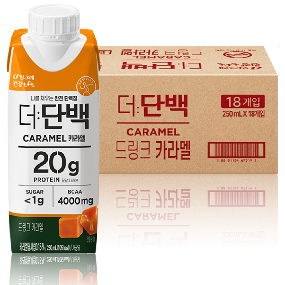 더 단백 드링크 초코6 커피3 카라멜3 딸기3 멜론3 250ml 18개 마시는 단백질 음료