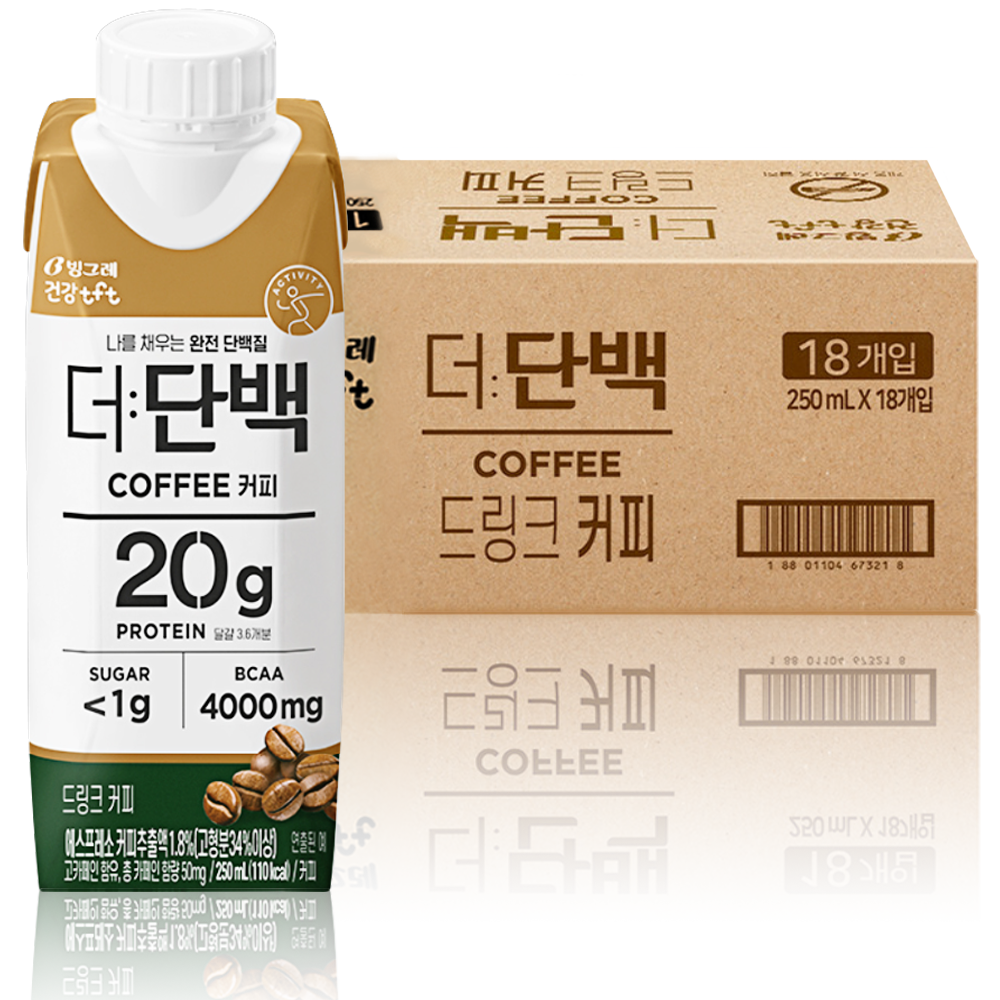 더 단백 드링크 초코6 커피3 카라멜3 딸기3 멜론3 250ml 18개 마시는 단백질 음료