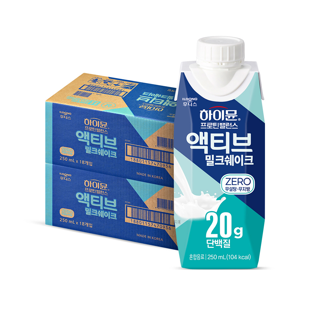[제로단백질] 하이뮨 프로틴 밸런스 액티브 밀크쉐이크 제로 250ml 18팩+18팩
