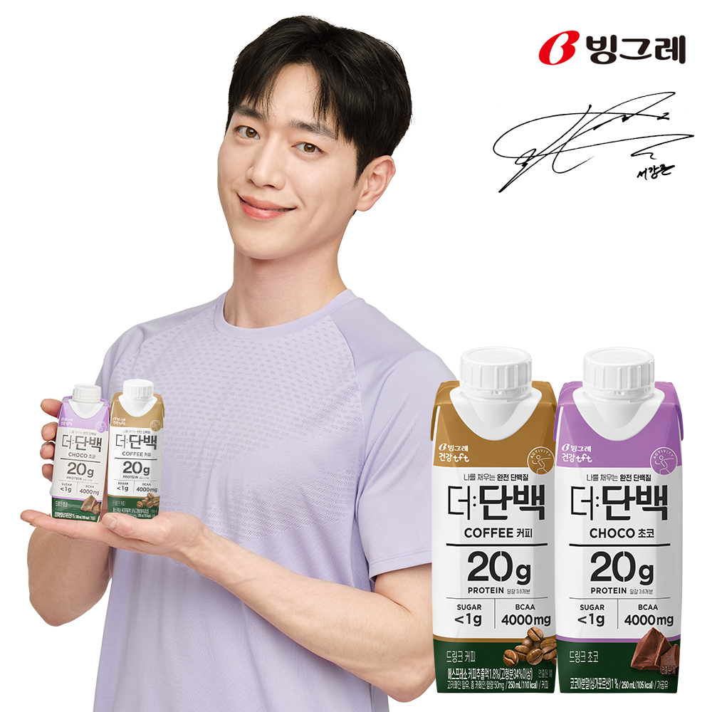 빙그레 더단백 프로틴음료 단백질 드링크 250ml 초코맛 18팩 + 커피맛 18팩