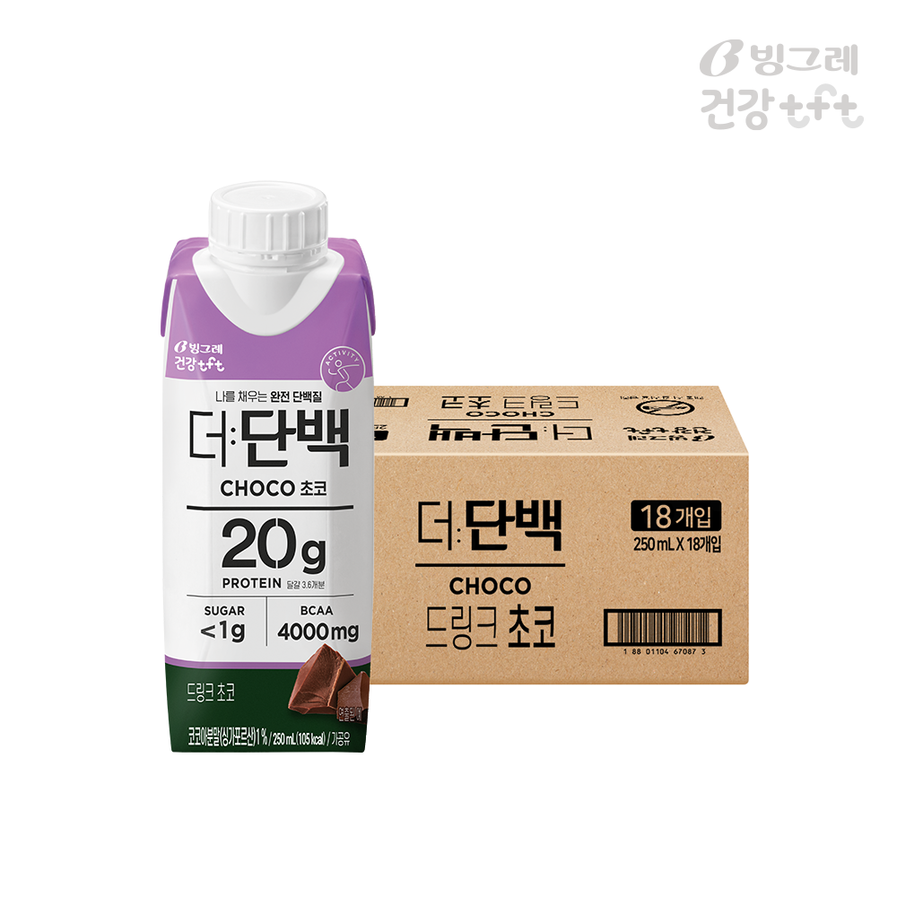 빙그레 더단백 프로틴음료 단백질 드링크 250ml 초코맛 18팩 + 커피맛 18팩