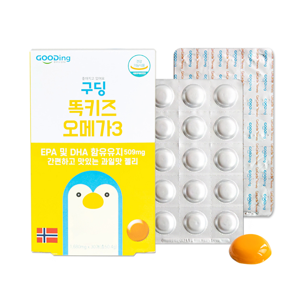 2+1 똑키즈 오메가3 어린이 아기 오메가3+맛보기 젤리 1680mgx30개