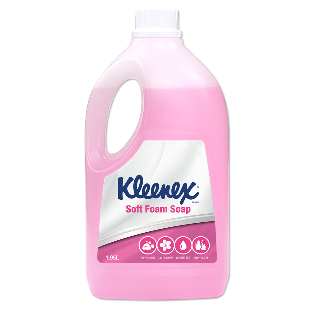 크리넥스 소프트 폼 솝 1.95L 핸드워시 스윗파우더향 대용량 손세정제 리필 거품비누