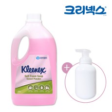 크리넥스 소프트 폼 솝 1.95L 핸드워시 스윗파우더향 대용량 손세정제 리필 거품비누