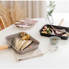 델라고 주물팬 생선구이 스테이크 인덕션그릴 팬 우드 IH