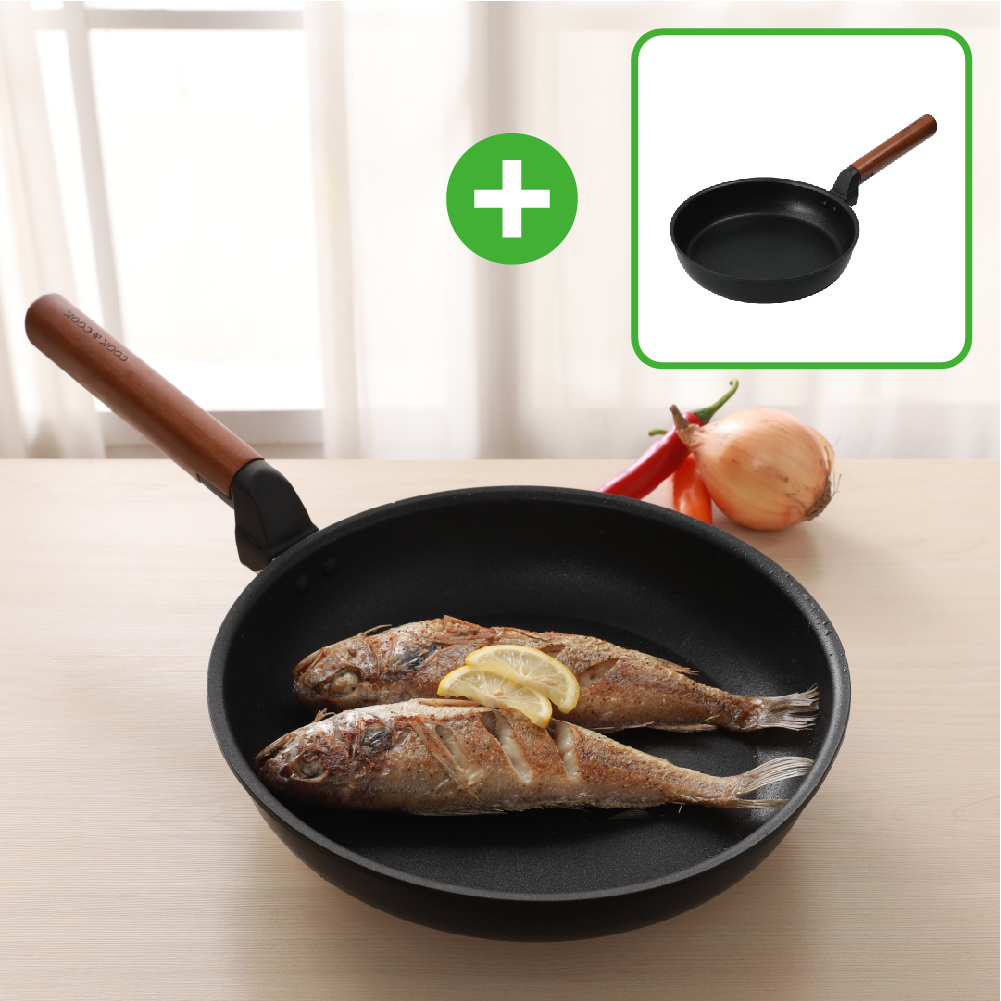 쿡앤쿡 인덕션 후라이팬 티타늄 IH 강화 코팅 1+1 22cm 24cm