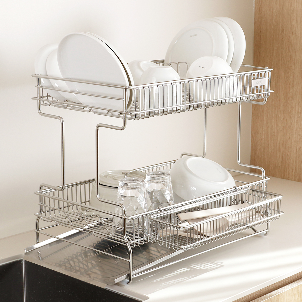 소벨 엠보형 연마제없는 올스텐 304 식기건조대 헤이븐 2단 베이직 정면형 가로형